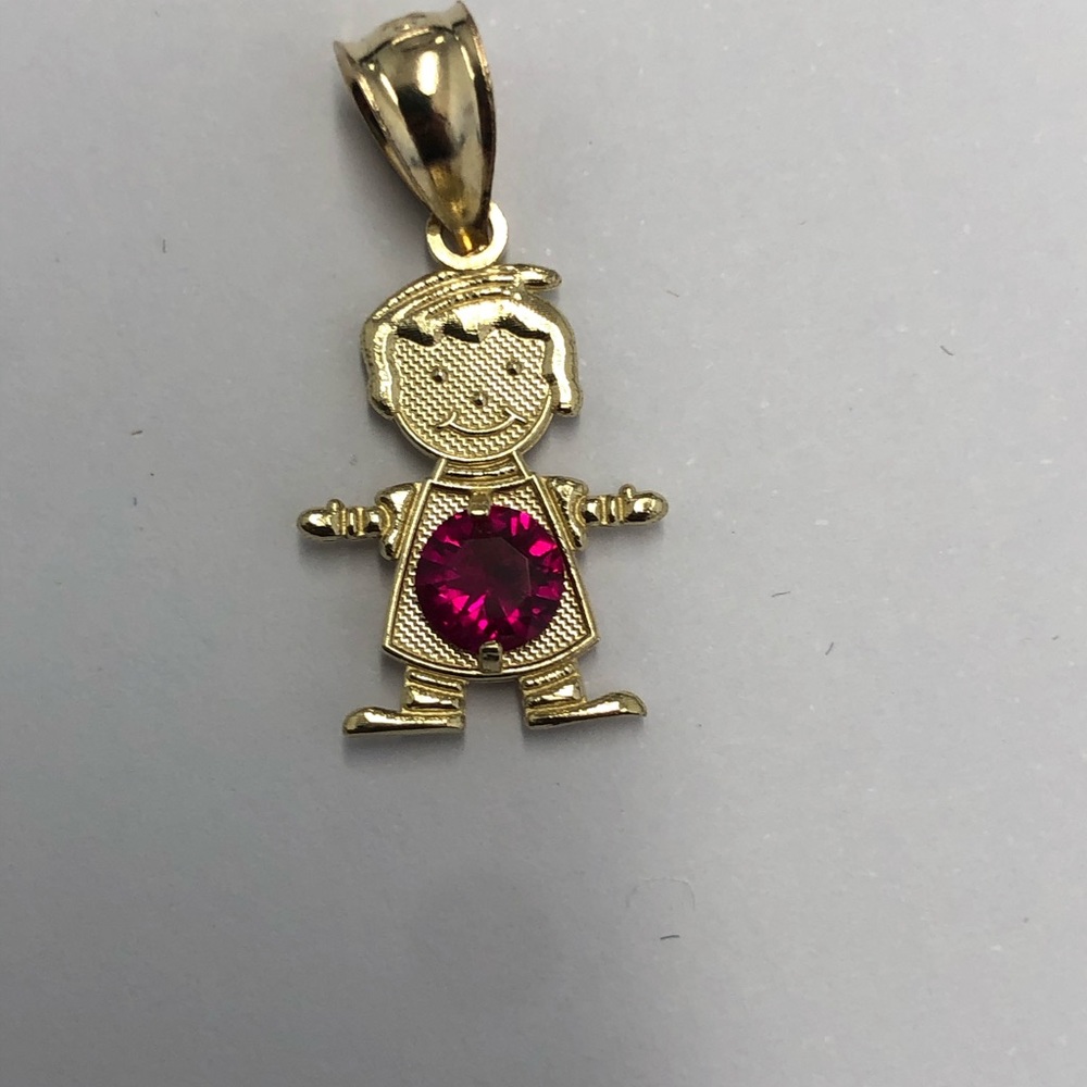 10kt Gold Boy Ruby Birthstone Charm - image 2